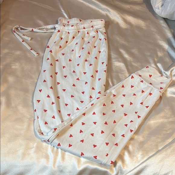 Joe Fresh Pants - White Joggers with Red Heart Pattern